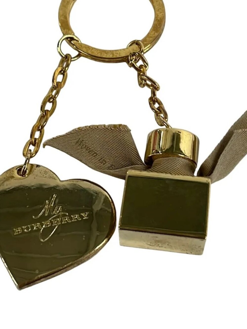 Burberry - Gold Beige Hardware Chemical Fiber Bag Charm - Picture 4 of 4